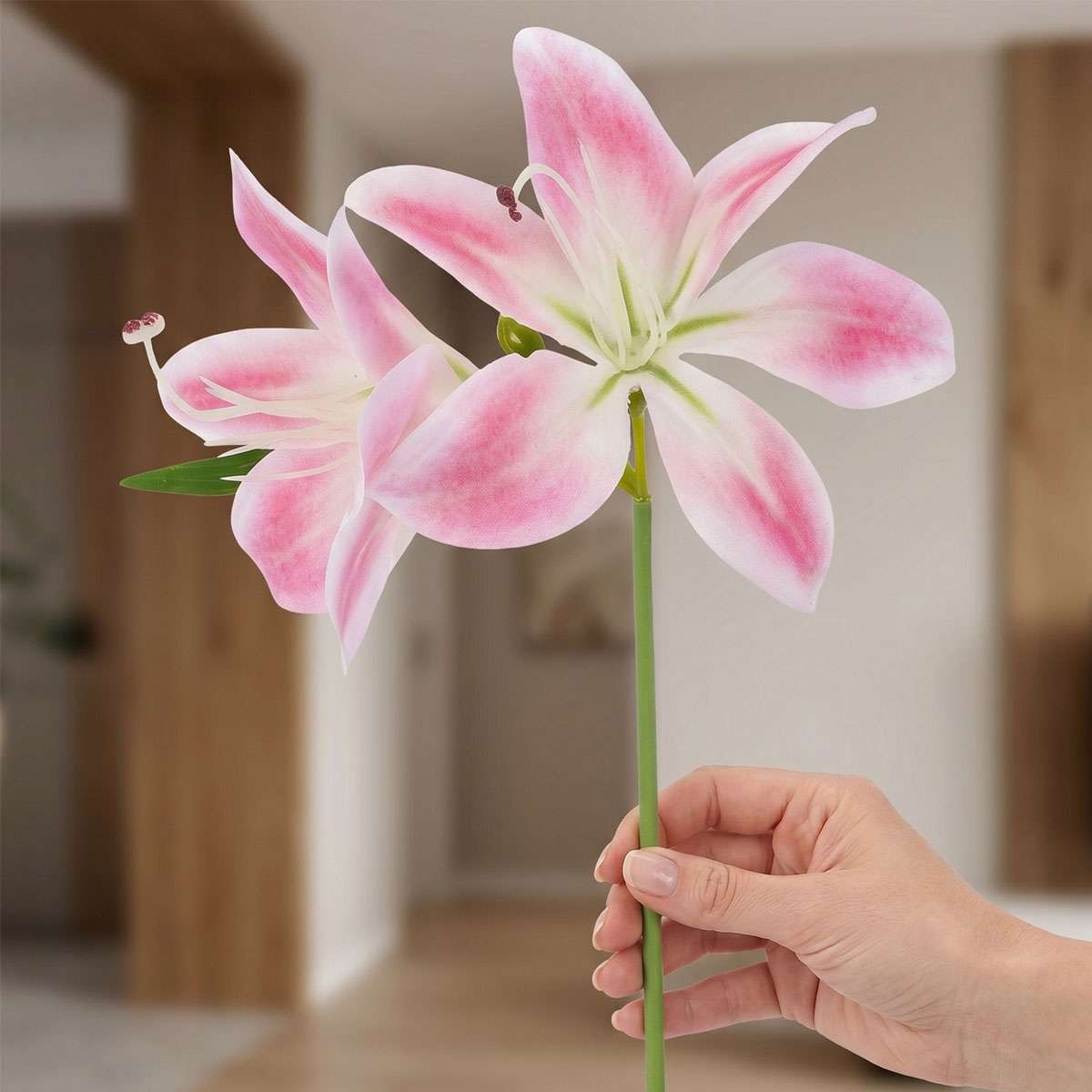 4pcs/set Artificial Lily Flowers with 8 Heads Fully Bloomed Lilies & 6 Buds