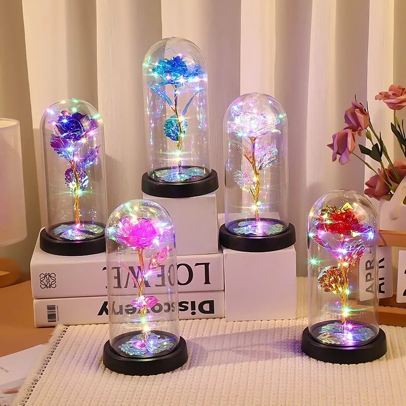 LED Enchanted Eternal Galaxy Rose Glass Dome Fairy Light Romantic Gift Decor