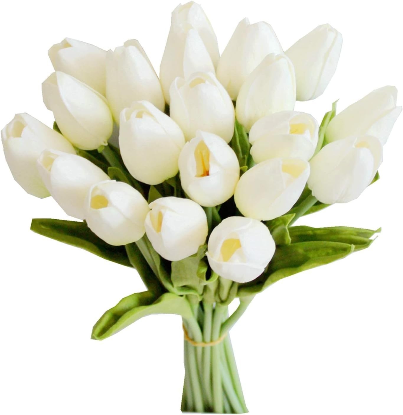 Artificial White Tulips Bouquet 20 Stems Faux Flowers Home Decor