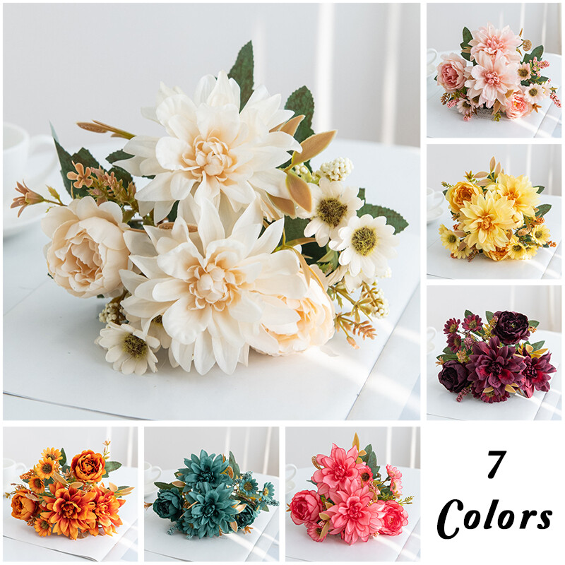 Artificial Flower Similated Silk Dahlia Decoration Bouquet Party DIY Accessories