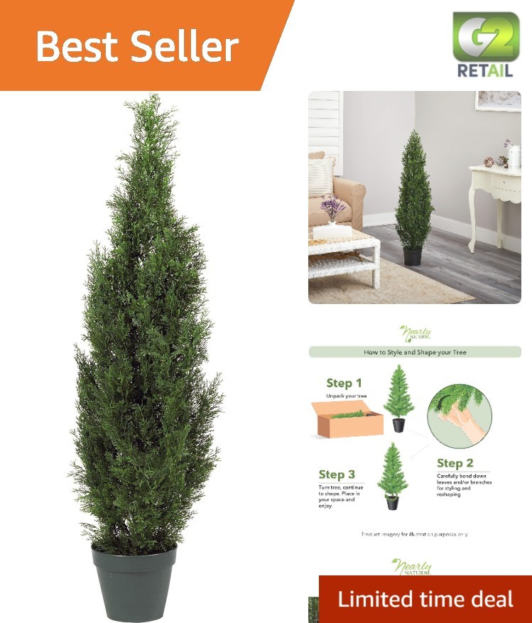 4FT Faux Cedar Tree with UV Resistance – Elegant Decor for Indoor/Outdoor