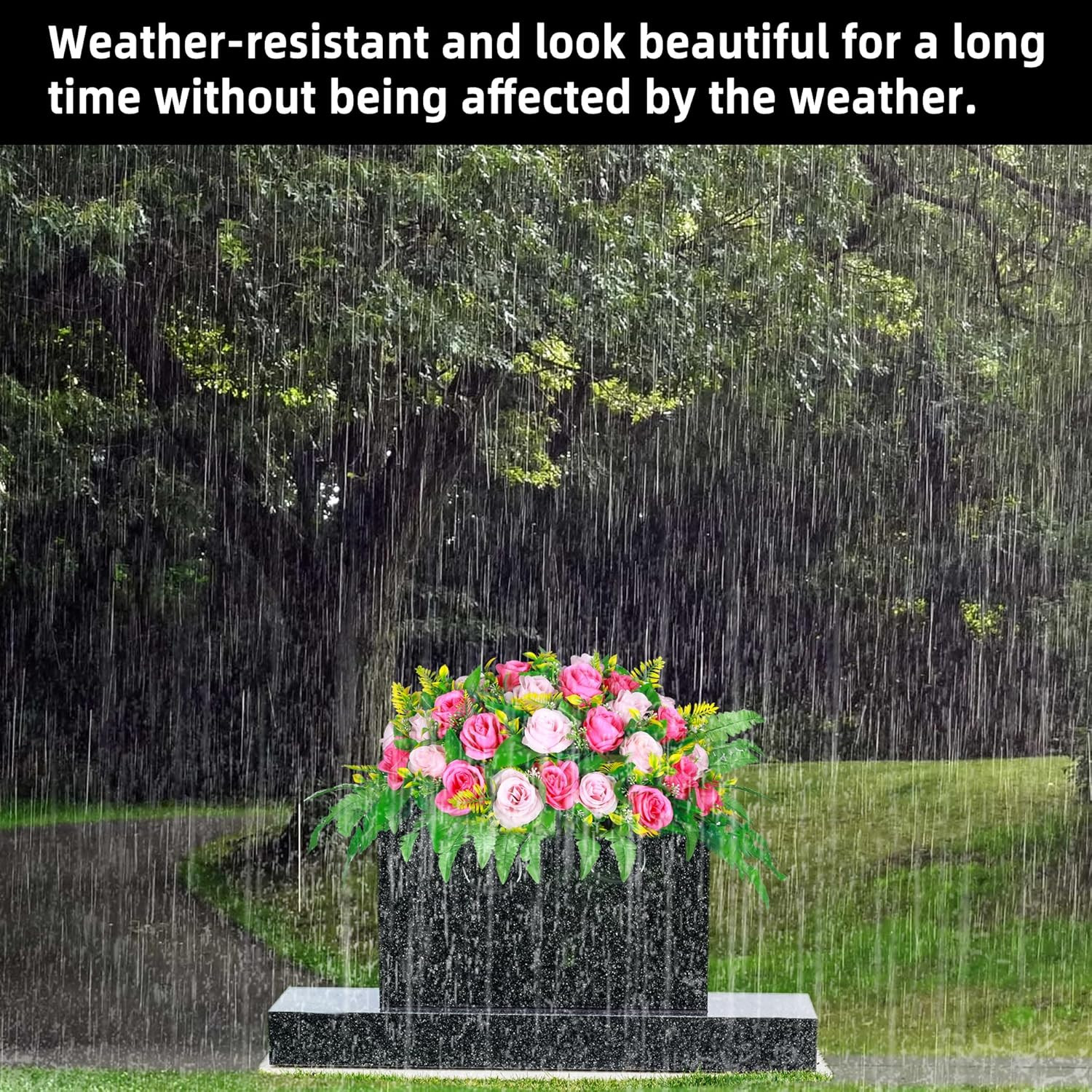 ⭐Artificial Cemetery Flowers, Artificial Silk Flower Arrangement,Artificial…⭐⭐