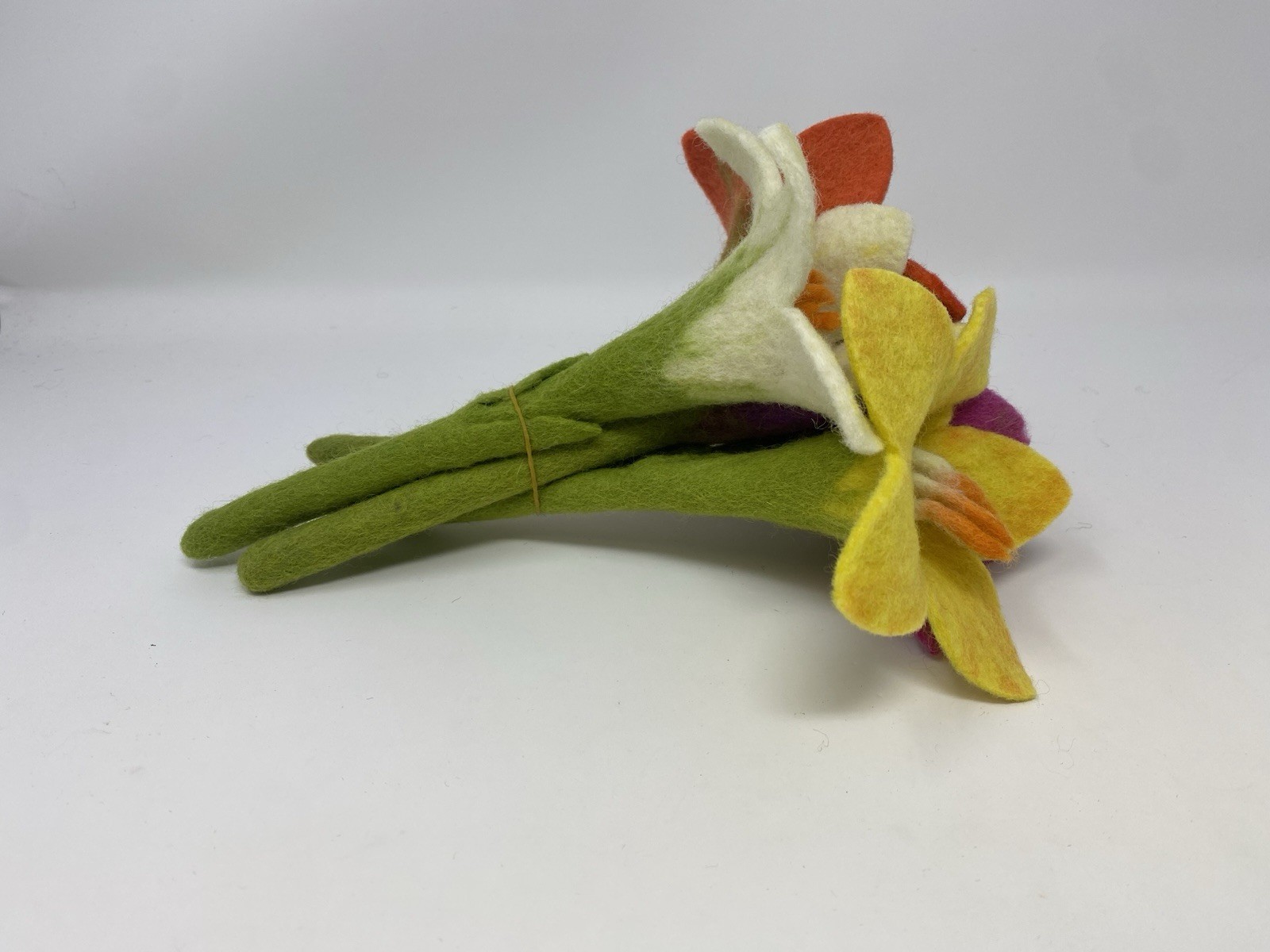 Hand Felted Flowers Bunch of Five ( Made in Nepal)