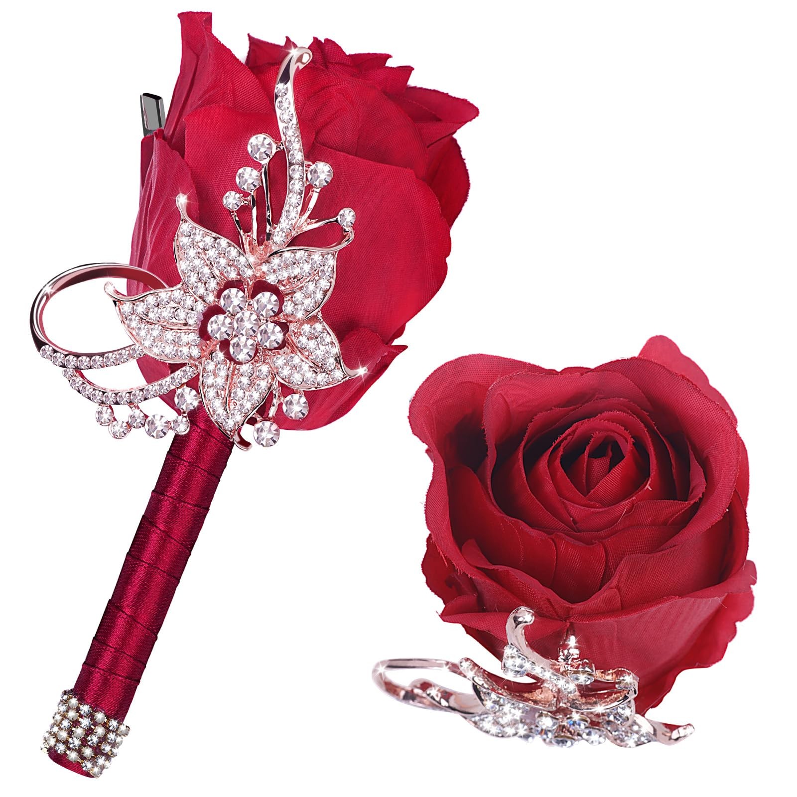 Bling Boutonniere for Men Wedding Pocket Boutonniere with Pins for Groomsmen …