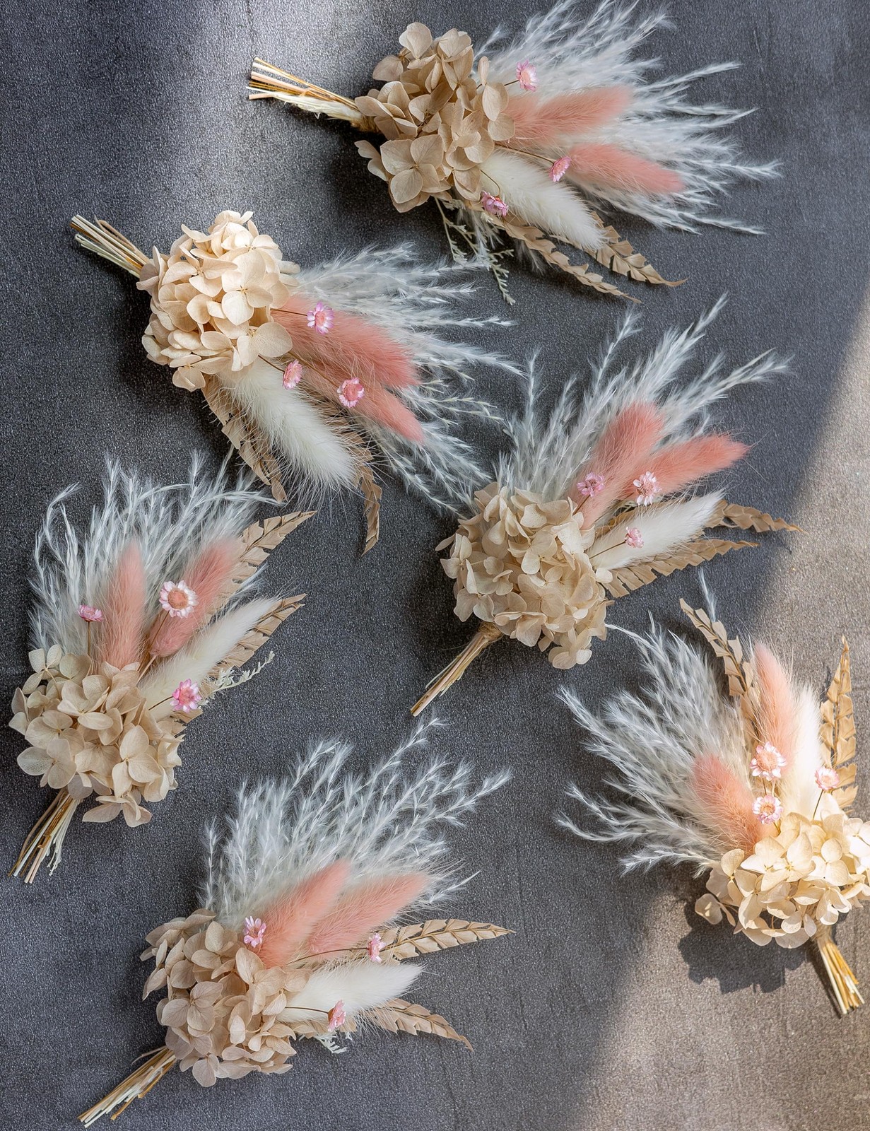 6 Pack Dusty Pink Miniature Small Dried Pampas Grass Flower Bouquet Crafts