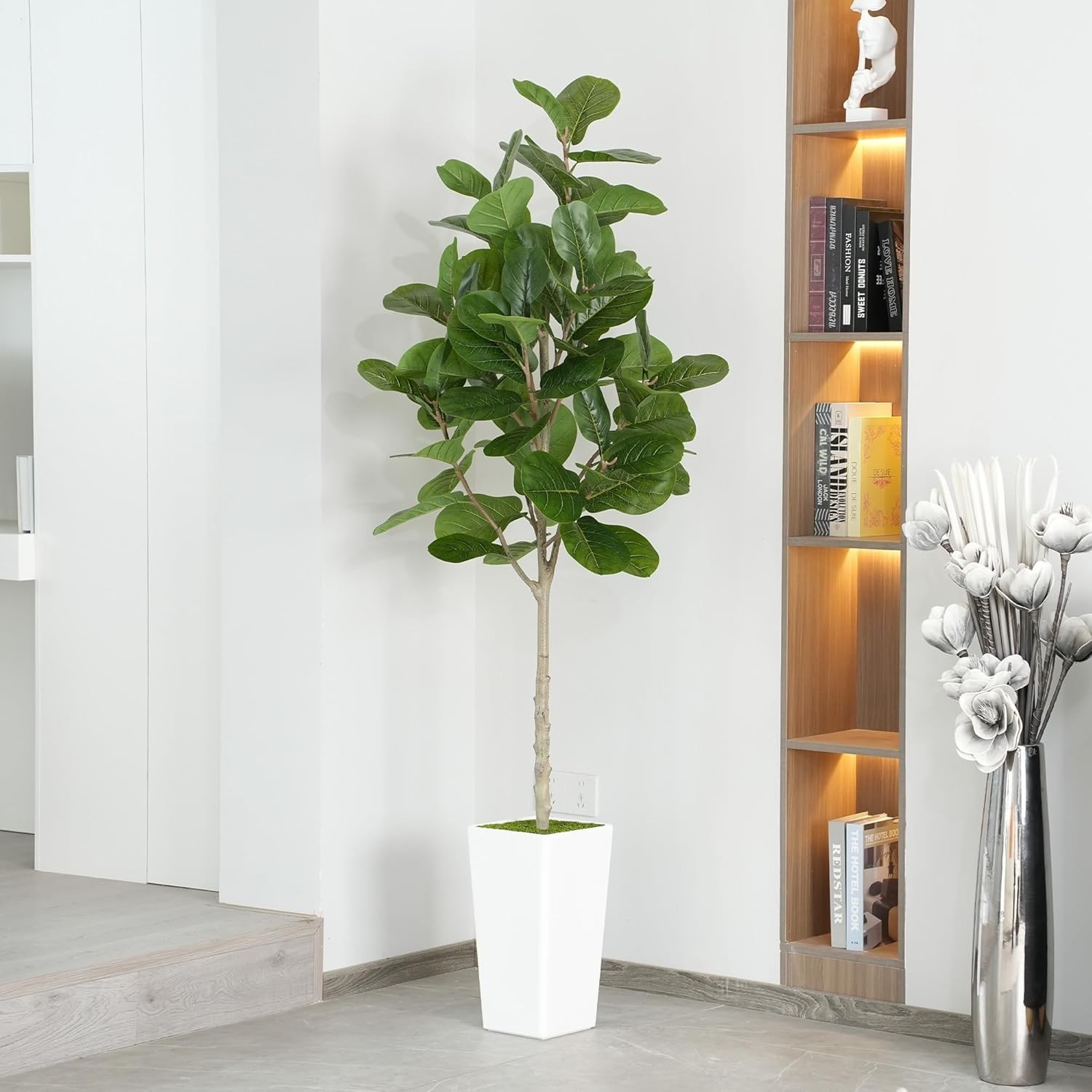 Artificial Fiddle Leaf Fig Tree 6ft Realistic Tall Fake Plants Office Home