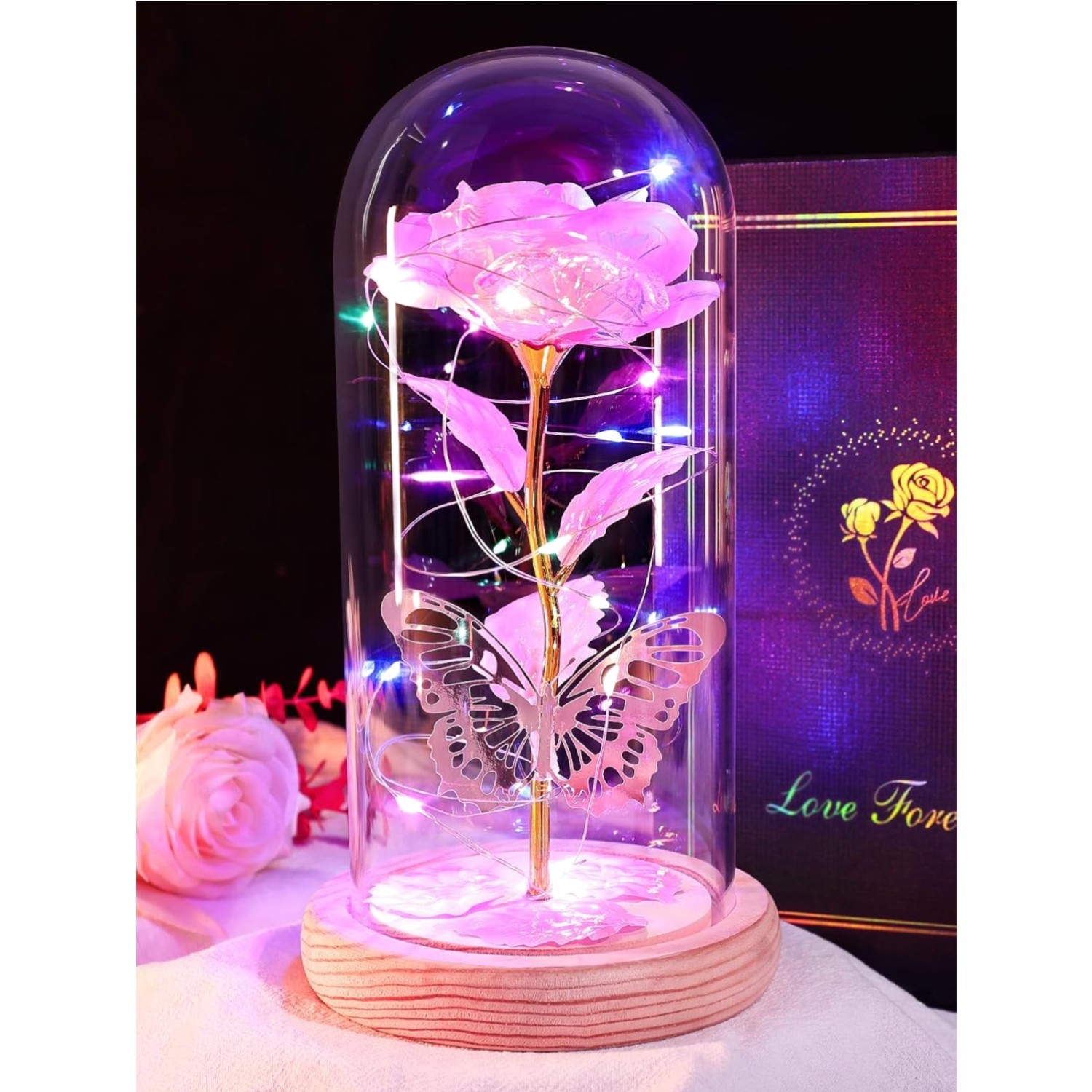 Light Up Glass Rose Dome – Unique Mother’s Day Gift for Women & Grandmothers