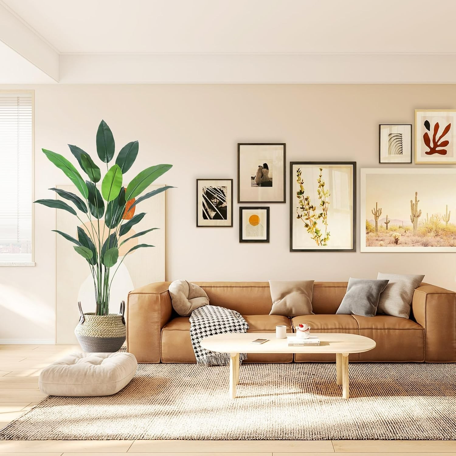 Artificial Bird of Paradise Plant 7 ft(84 in) Fake Palm Tree for Indoor Outdoor