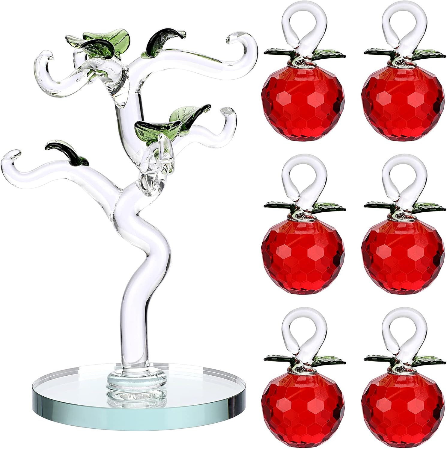 Crystal Red Apple Tree Ornament Decorative Artificial Apple Tree Figurine Collec