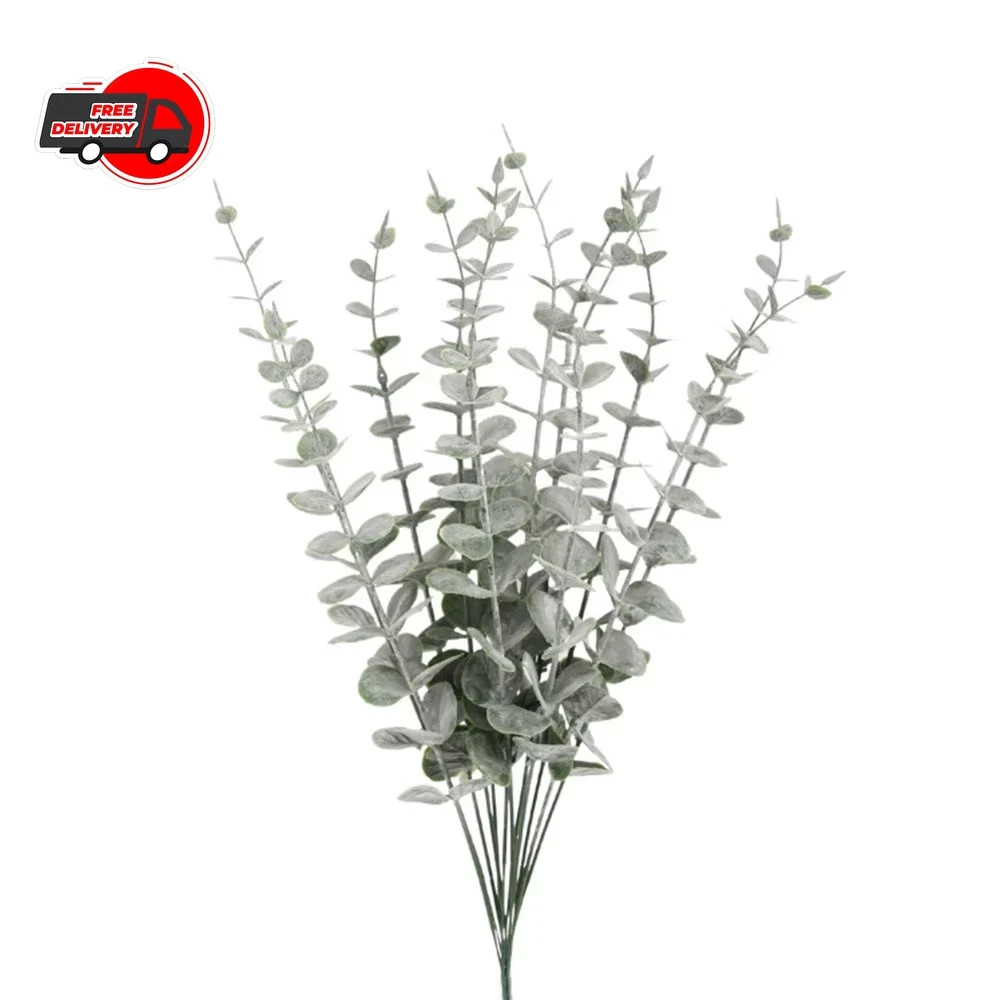 5PCS Gold Artificial Eucalyptus Eucalyptus Branch Stems Wedding Home Greenery De
