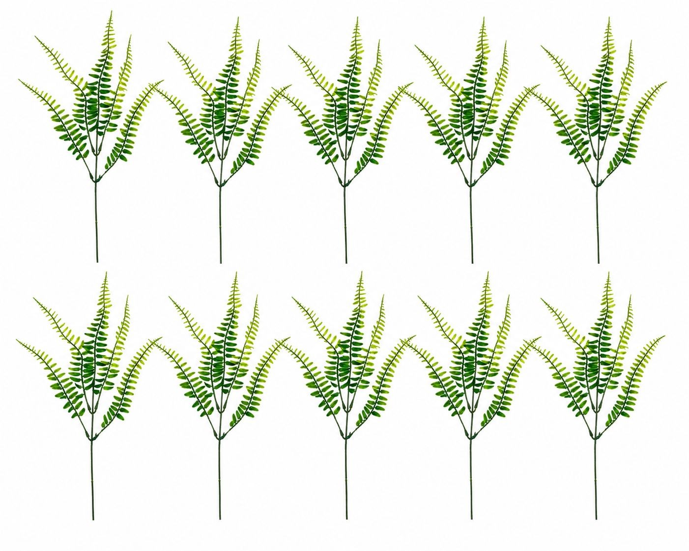 Artificial Boston Fern Picks Set of 10, 15 Inch Faux Fern Greenery, Floral Fille