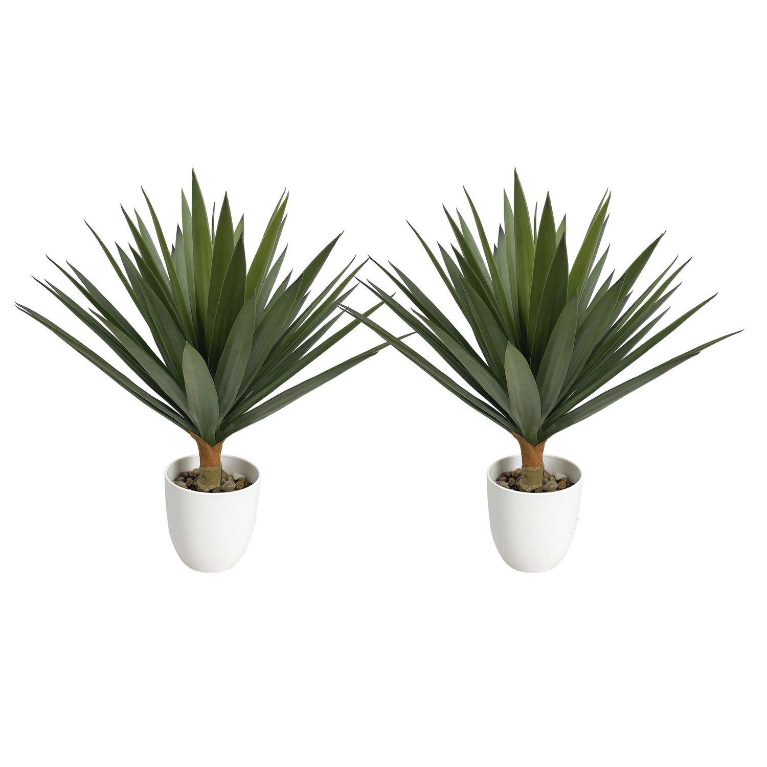 2Pack Artificial Agave Plant White Pot, Faux Yucca Plant for Home Decor Indoor
