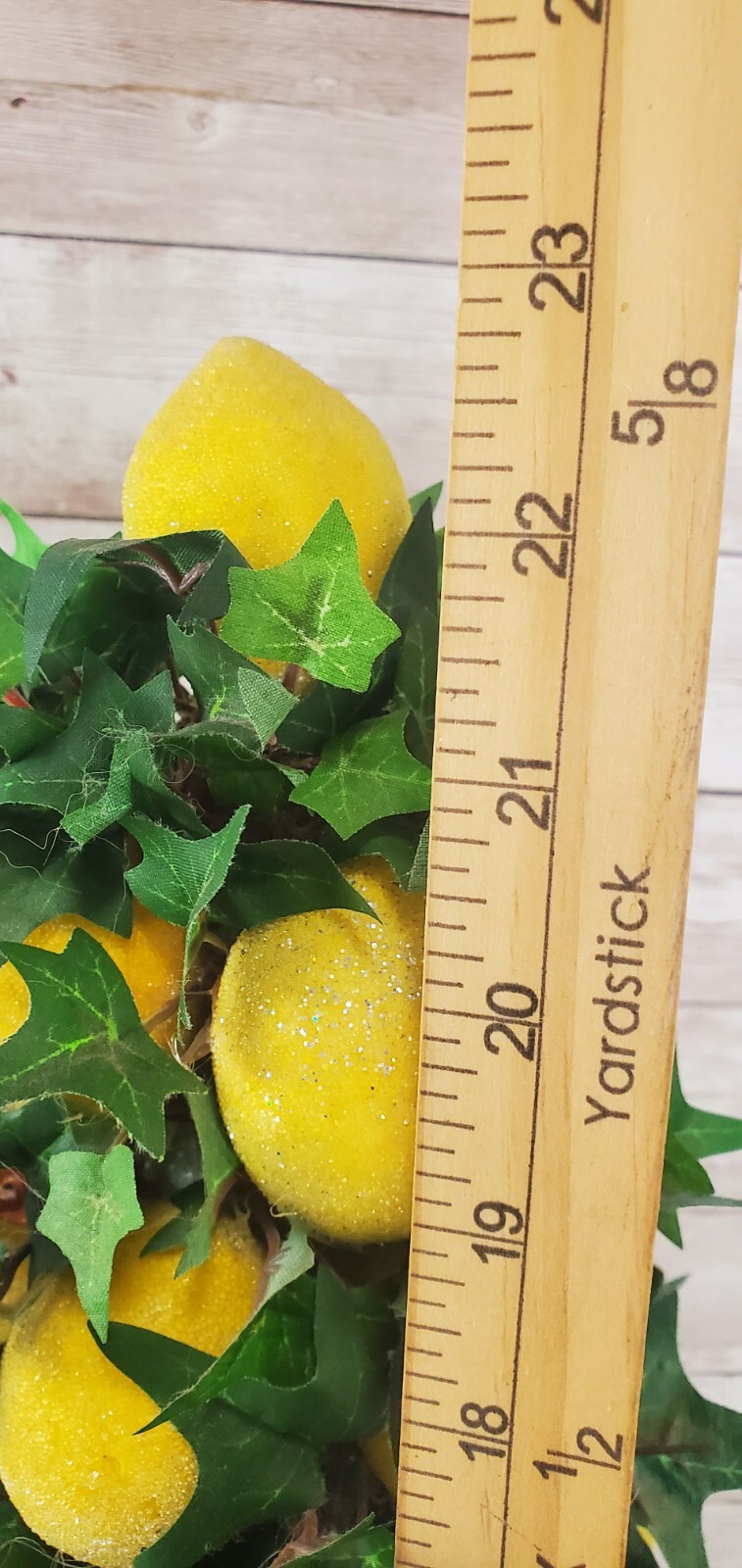 Faux Lemon 23″ Topiary Tree Centerpiece in Beautiful Cobalt Blue & Rust Planter
