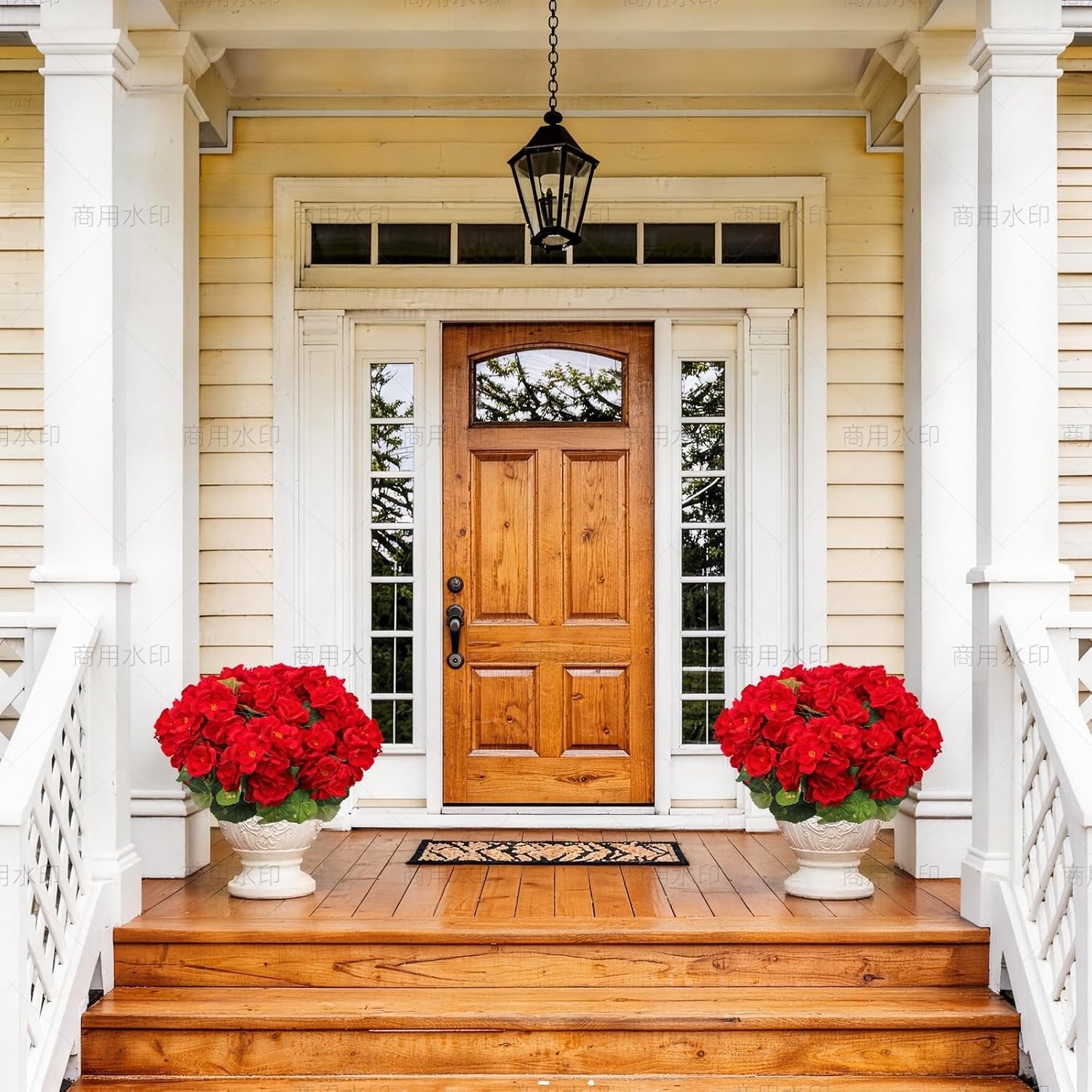 8pc Red Geranium Artificial Outdoor