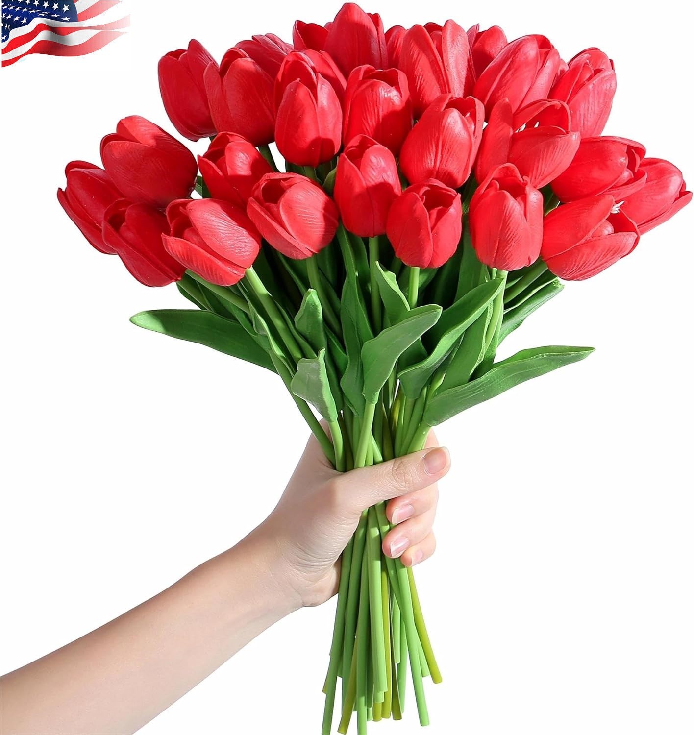 10/20x Faux Tulips Red Fake Tulips Realistic Artificial Flowers for Home Decor