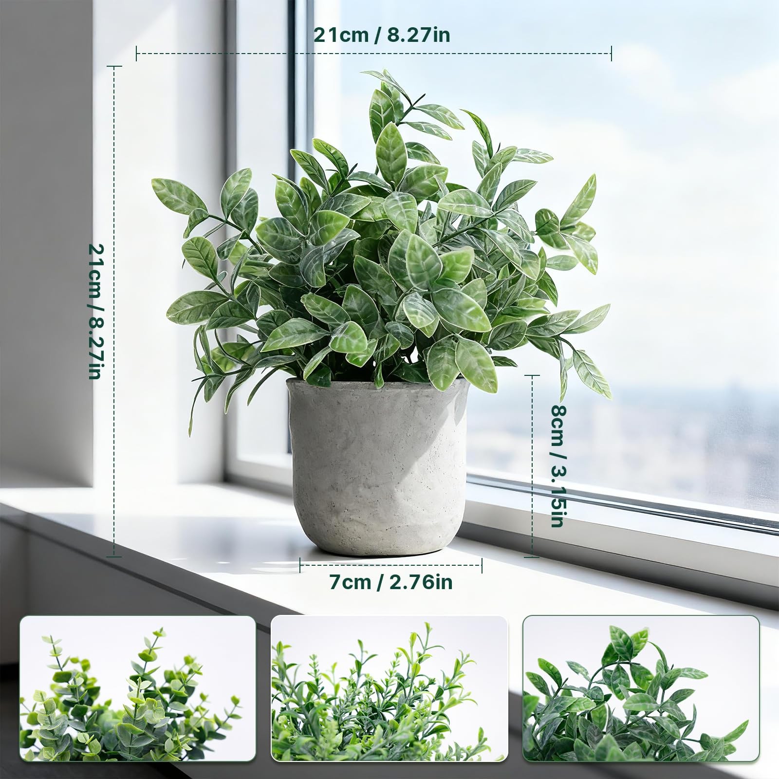 3-Pack Potted Artificial Plants, Small Eucalyptus Faux Plants for Shelf Desk …