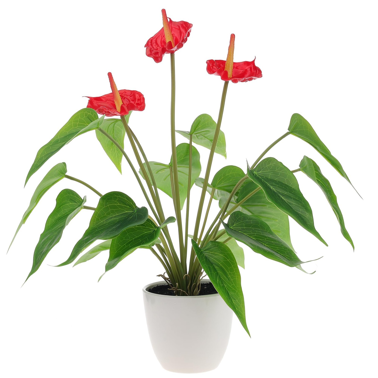 16.5″ Realistic Artificial Red Anthurium Fake Tropical Flower Plant