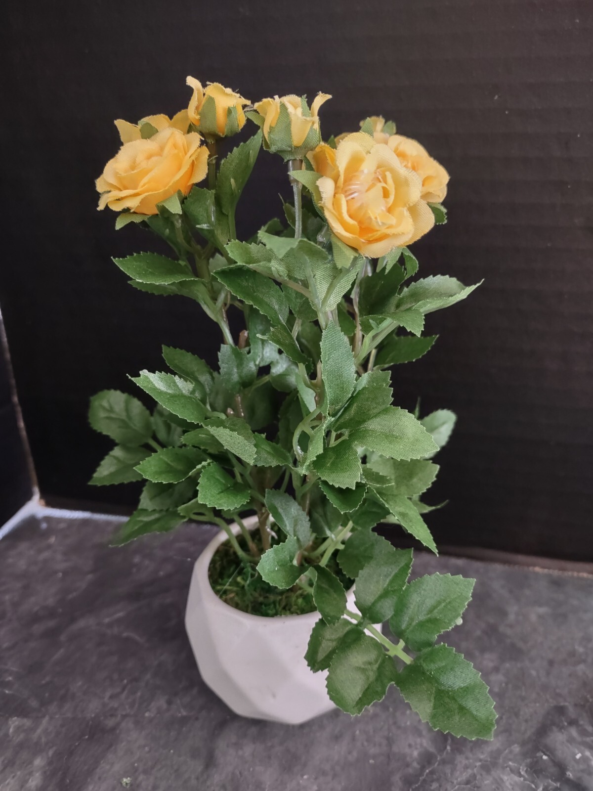 8″ Mini artificial rose bush YELLOW