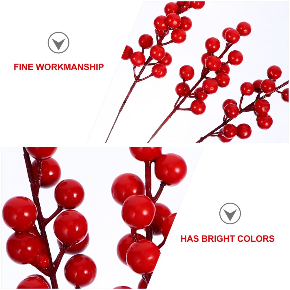 20Pcs Reusable Red Artificial Berry Picks for Christmas Banquet Arrangements