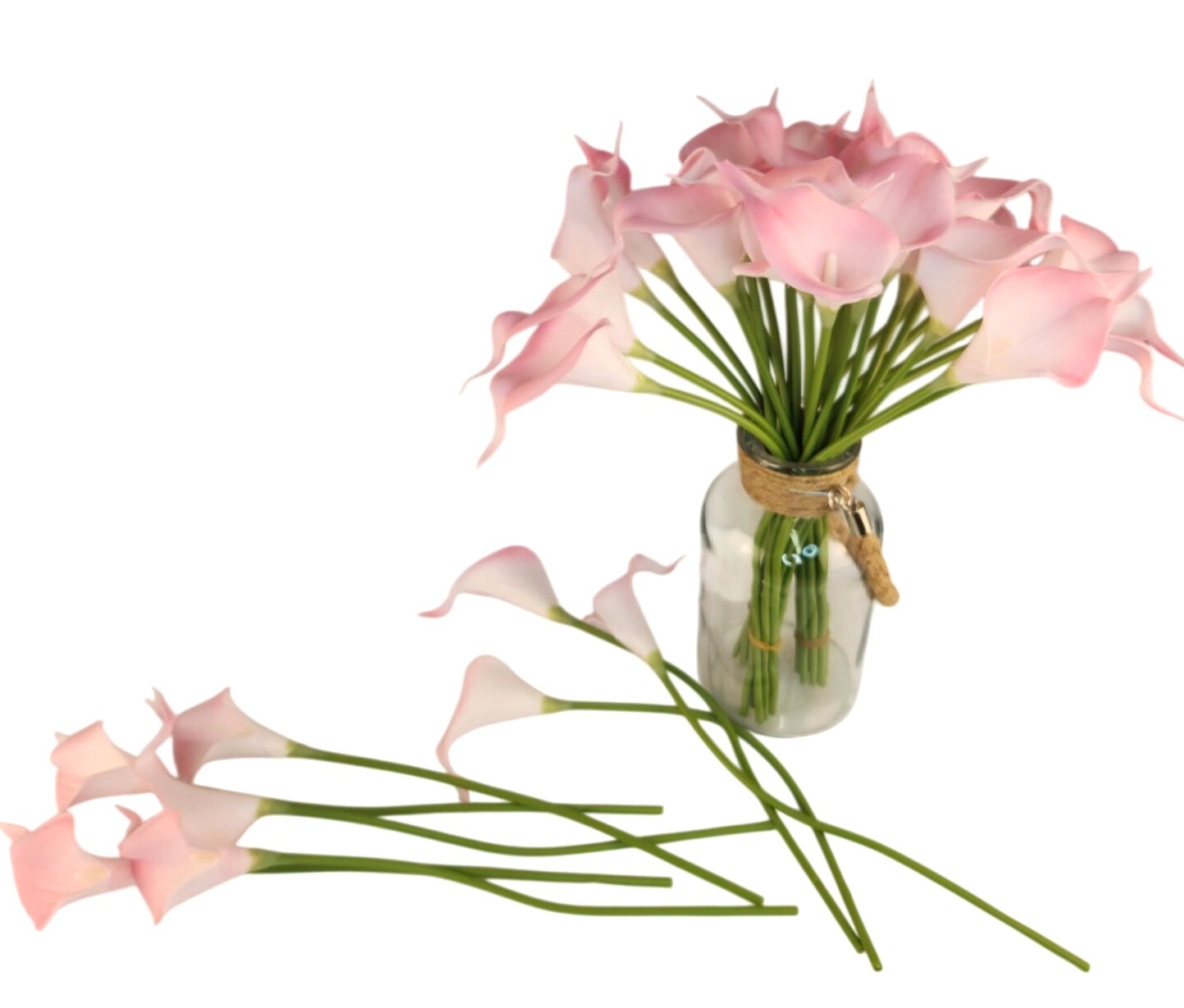 Blush Pink Faux Calla Lily Stems 15 Inch Wedding Artificial Flowers Spring Event