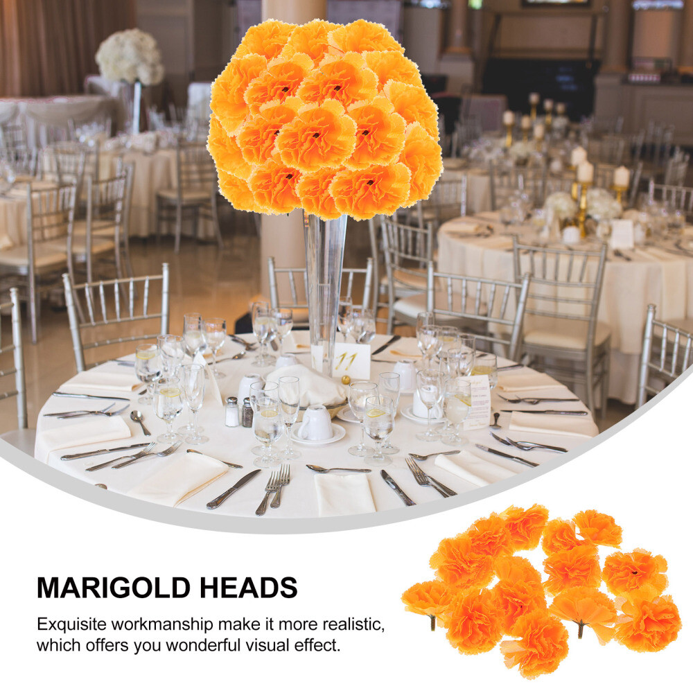 50PCS Wedding Marigold Flowers Marigold Flower Head Artificial Marigold Flowers
