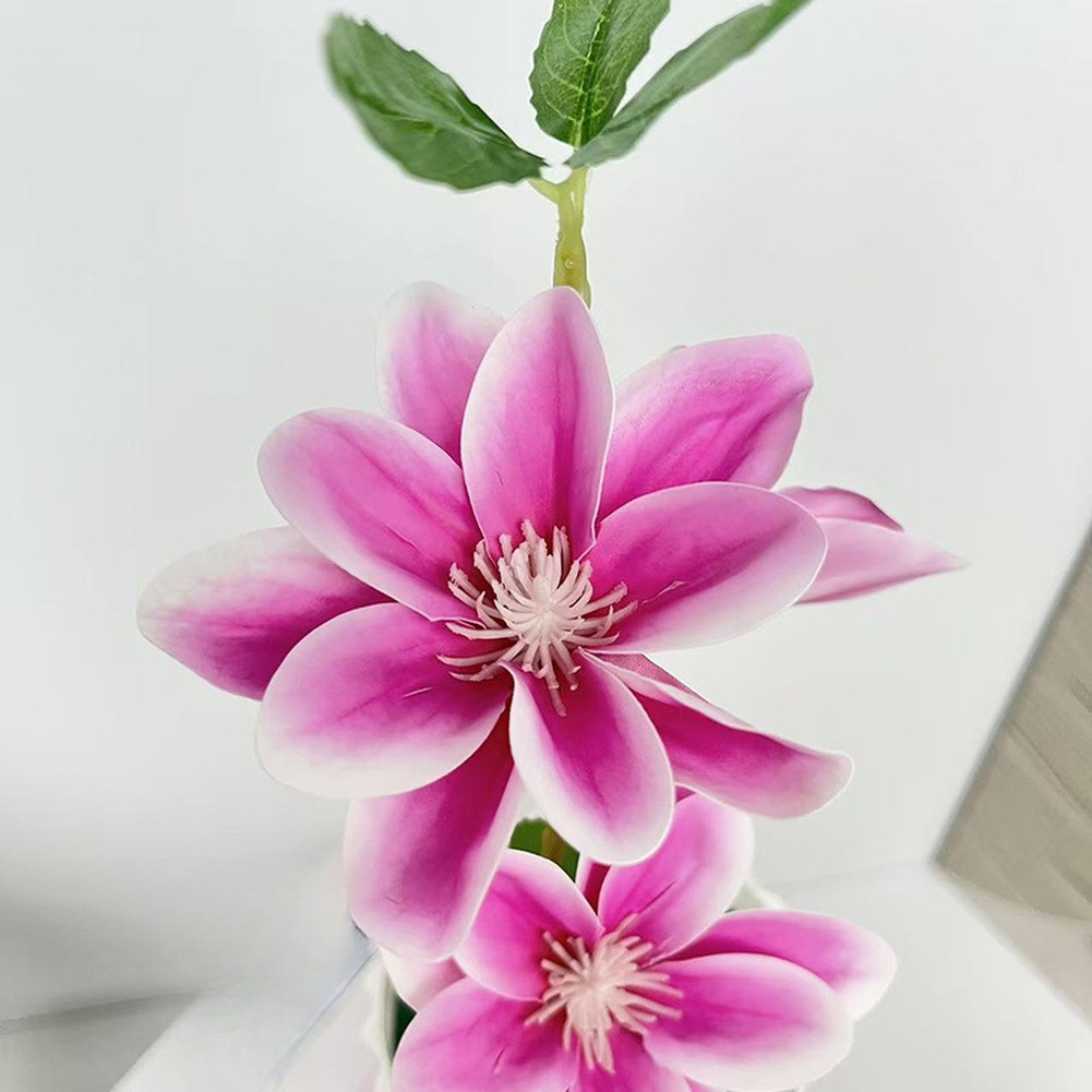 Artificial Magnolia Flowers 23cm for Cake Cup Decoration White Pink Purple