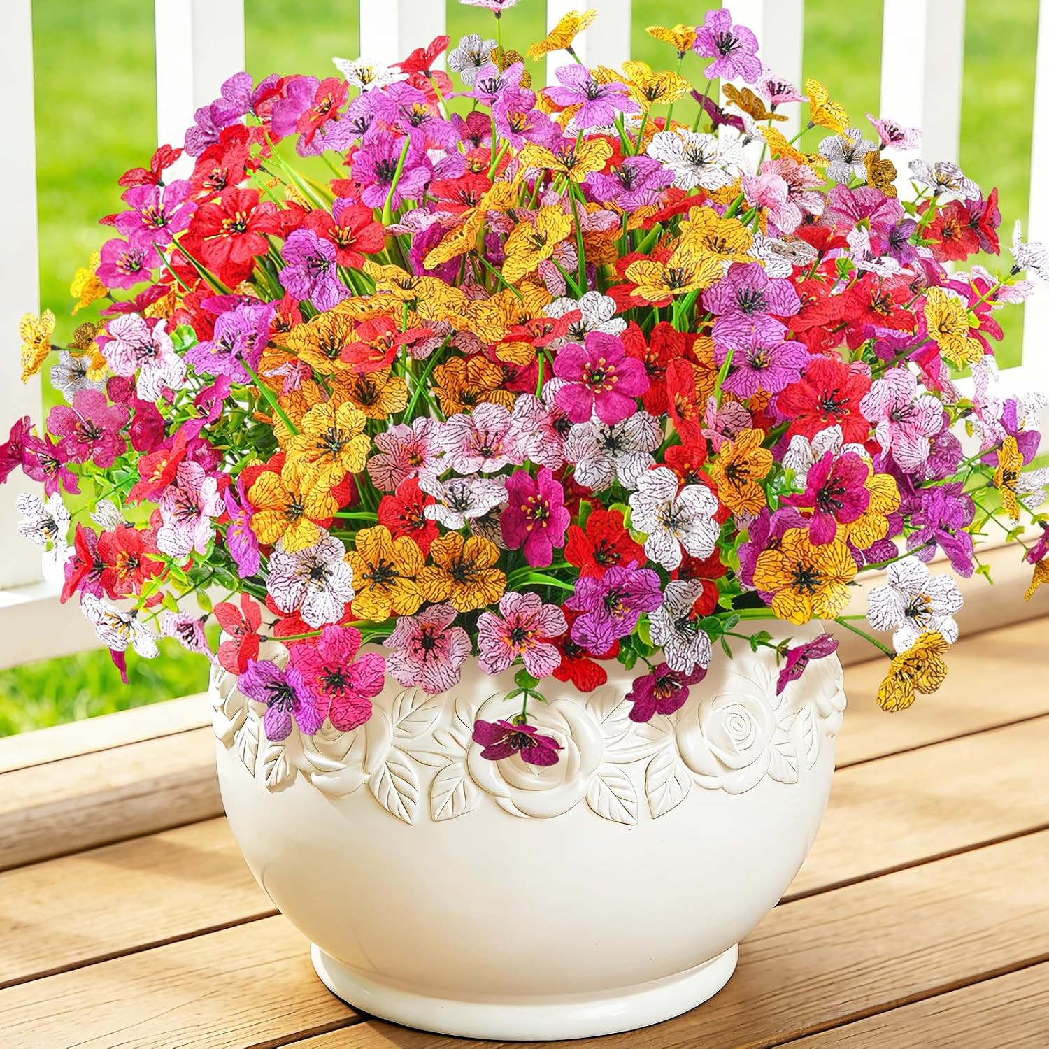 24 Bundles Artificial Flowers for Outdoor Decoration, Fake Flowers No Fade UV Re