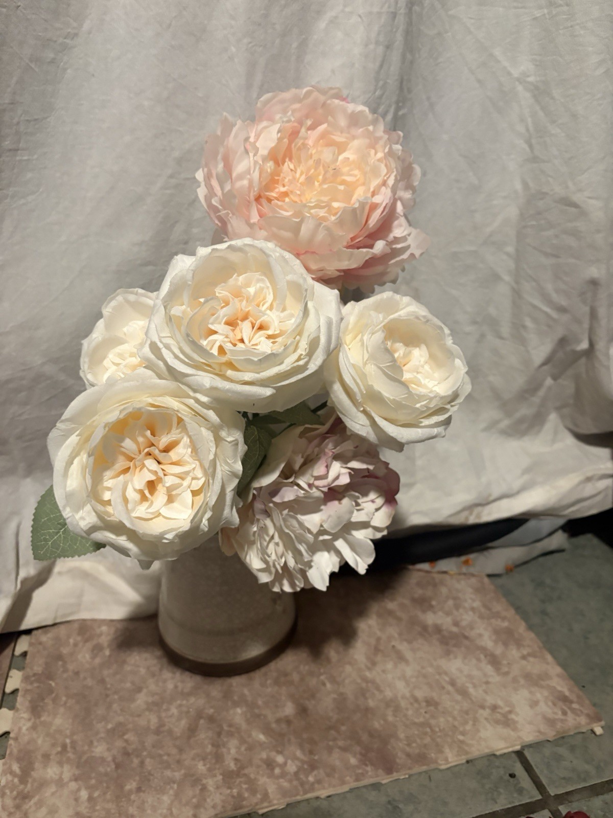 Artificial Silk Flower Lot Roses Peony Pink White Floral Craft Wedding Decor