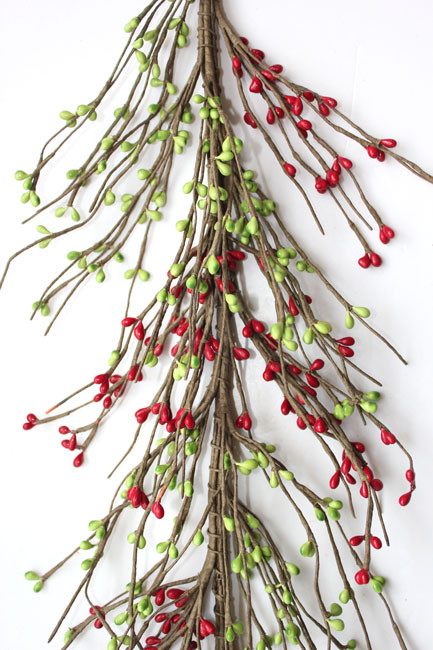 Red & Green Pip Berry Garland Primitive Pip Berries Home/Holiday Decor EV-1006R