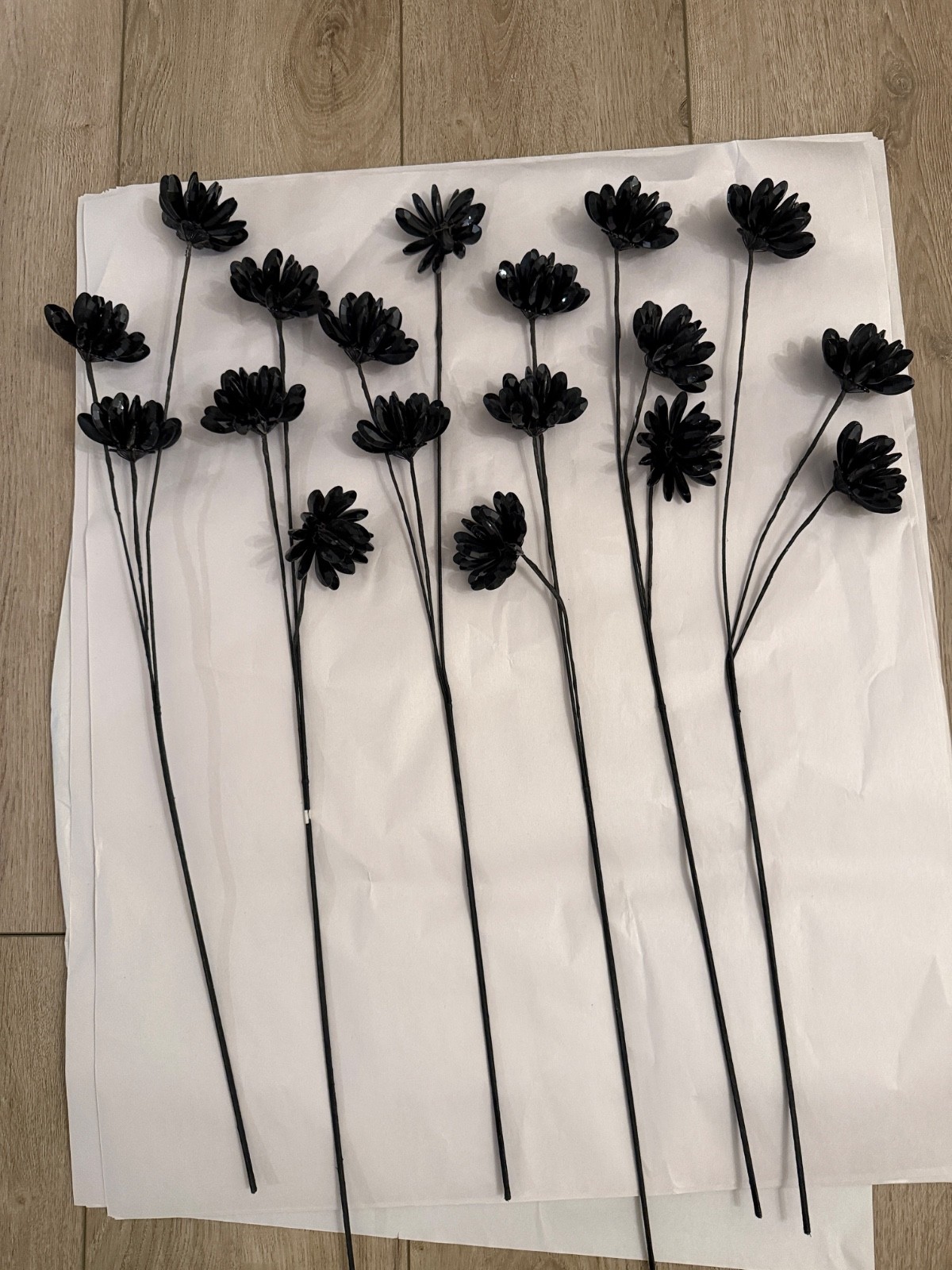 Black Daisy Beaded Flowers Long Stem