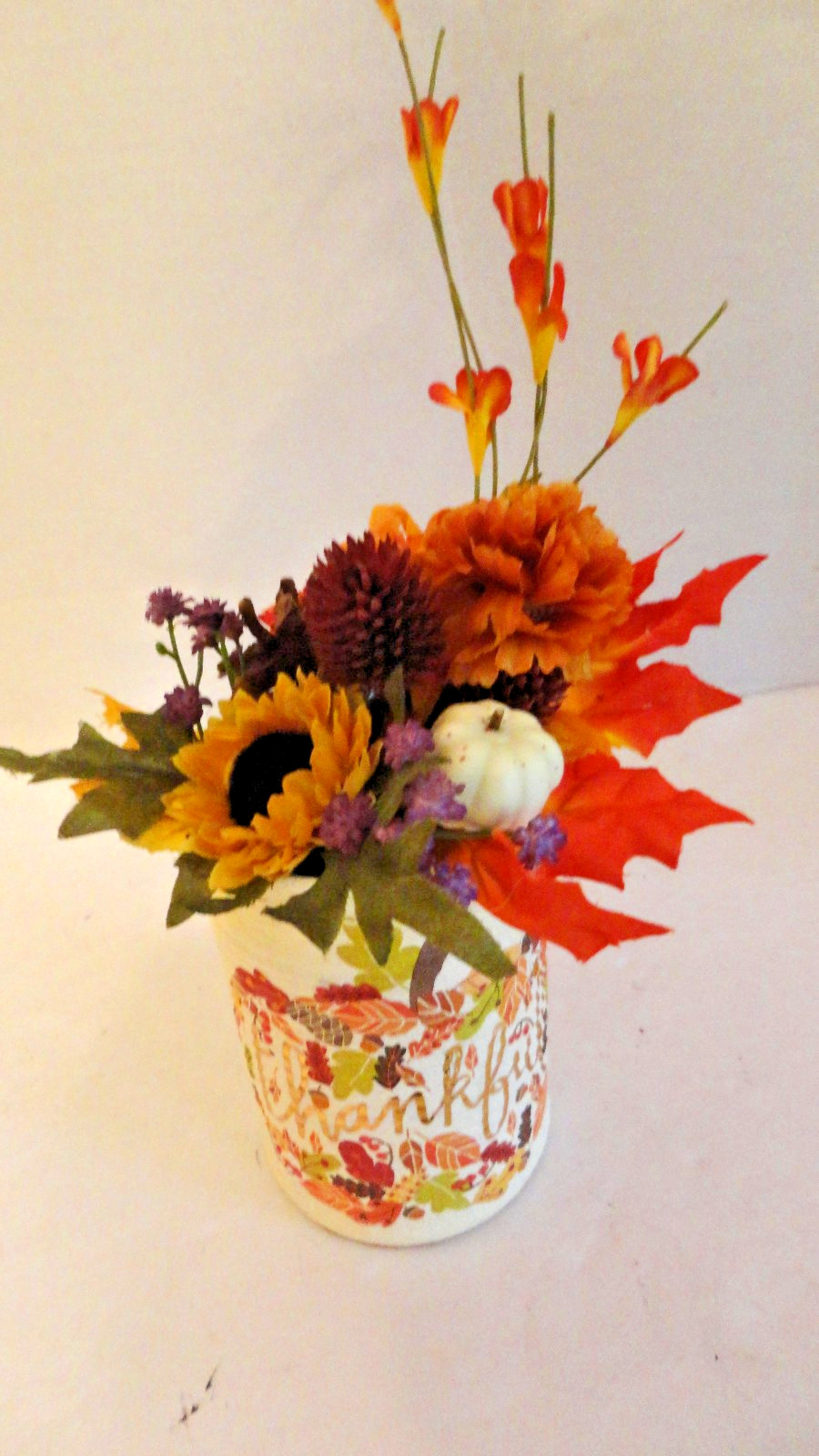Autumn Floral Arrangement~ Thanksgiving~Tabletop 11 inches Handmade