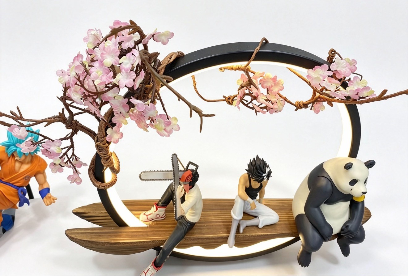 LED display ring light Ideal for Figure and Model Display (Stylized Pine Branch)
