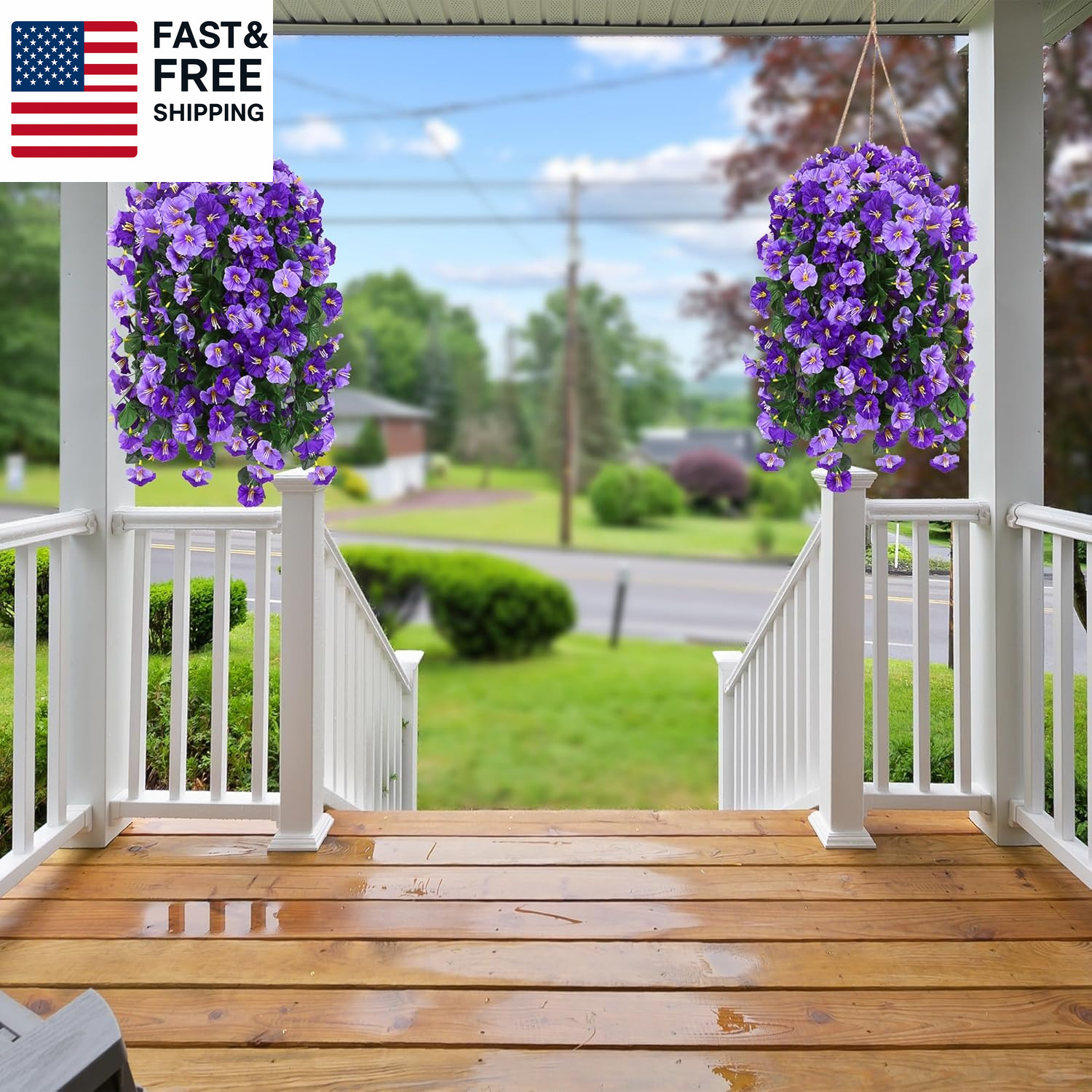 Artificial Fake Hanging Flowers Plants Outdoor outside Spring Summer Decoration