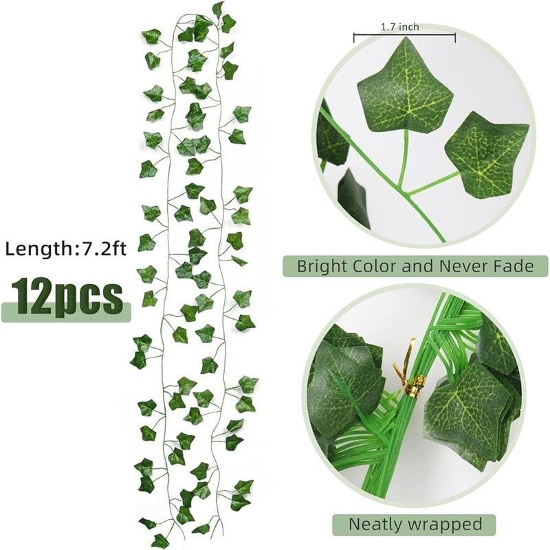 12 Pack Artificial Vines Hanging Plants Greenery Garland Indoor Outdoor Decor US