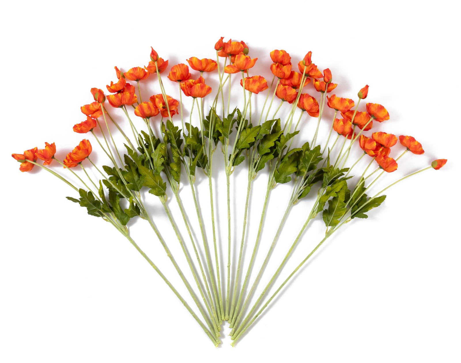 12 PCS Premium Orange red Poppy Artificial Flowers,22.4’’Fake Faux Silk Poppi…