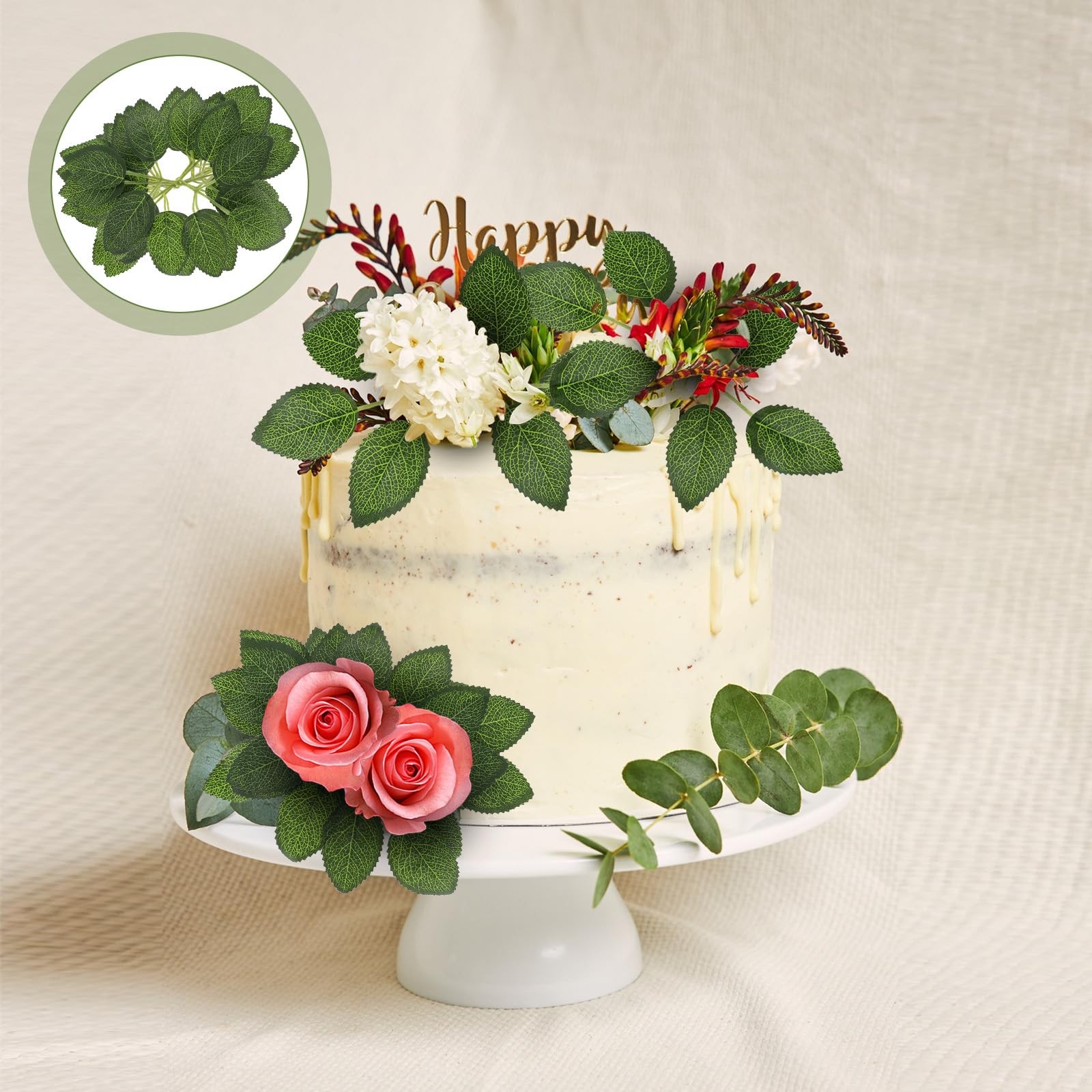 Rose Leaves Artificial Green Leaves for Decoration Fake Flower DIY 20 PCS
