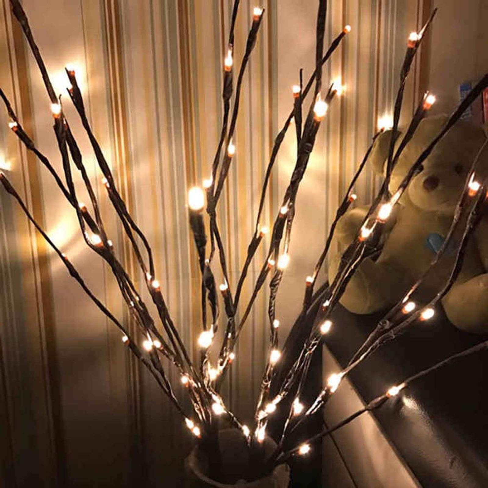 3 Pack Warm White Lighted Branches 60 LED Twig Lights Lighted Plants Artificial