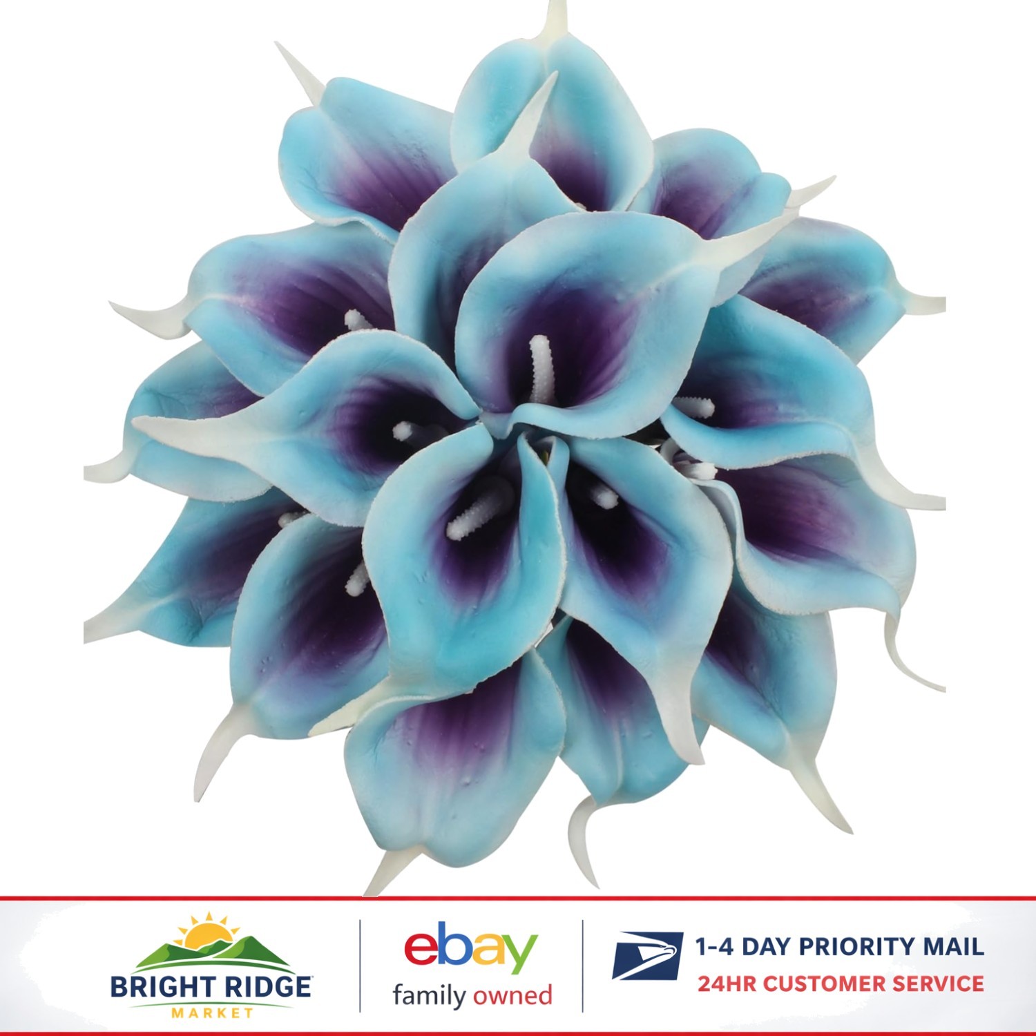 20pcs Artificial Calla Lily Flowers for Weddings and Parties in Purple Blue