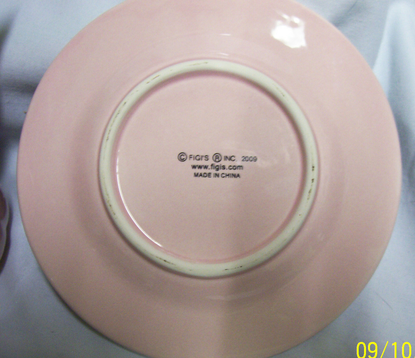 CUP & SAUCER SET FIGIS 3″ H Unique w/Artificial Pink & White Flowers 2009 (A1)