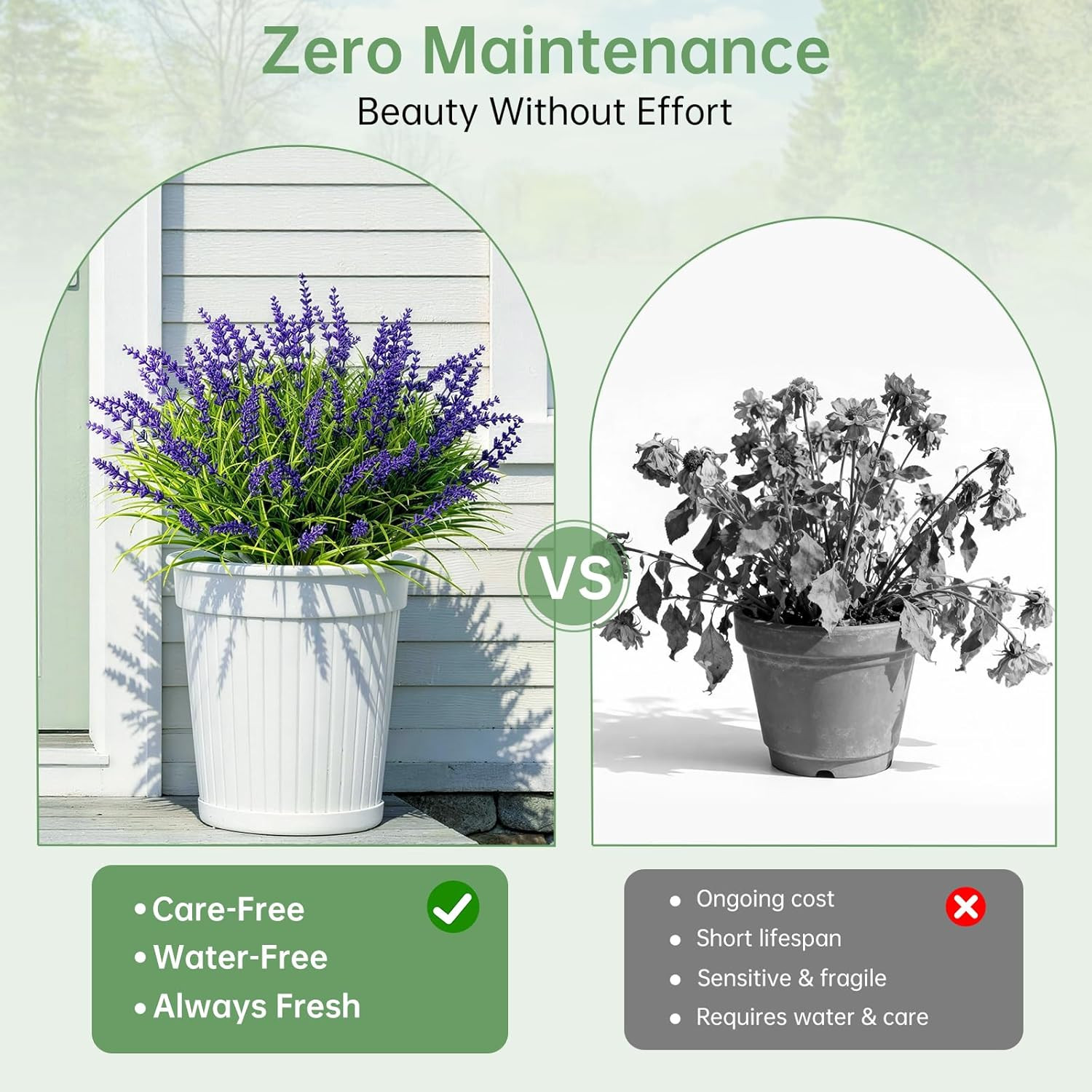 Gipsot 15 Bundles UV Resistant No-Fade Outdoor Artificial Plants & Flowers, Adju