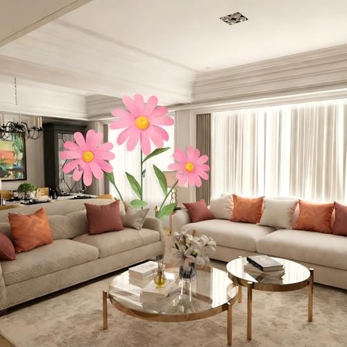 Giant Daisy Flowers Artificial 5.9 Ft Large Fake Daisies Spring Wild Pink