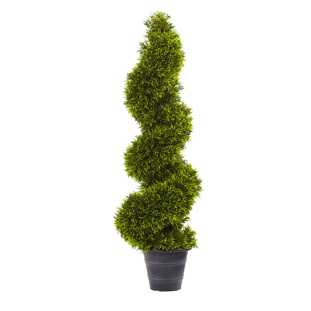 3′ ARTIFICIAL GRASS SPIRAL TOPIARY FAKE TREE w/ DECO POT – (INDOOR/OUTDOOR)
