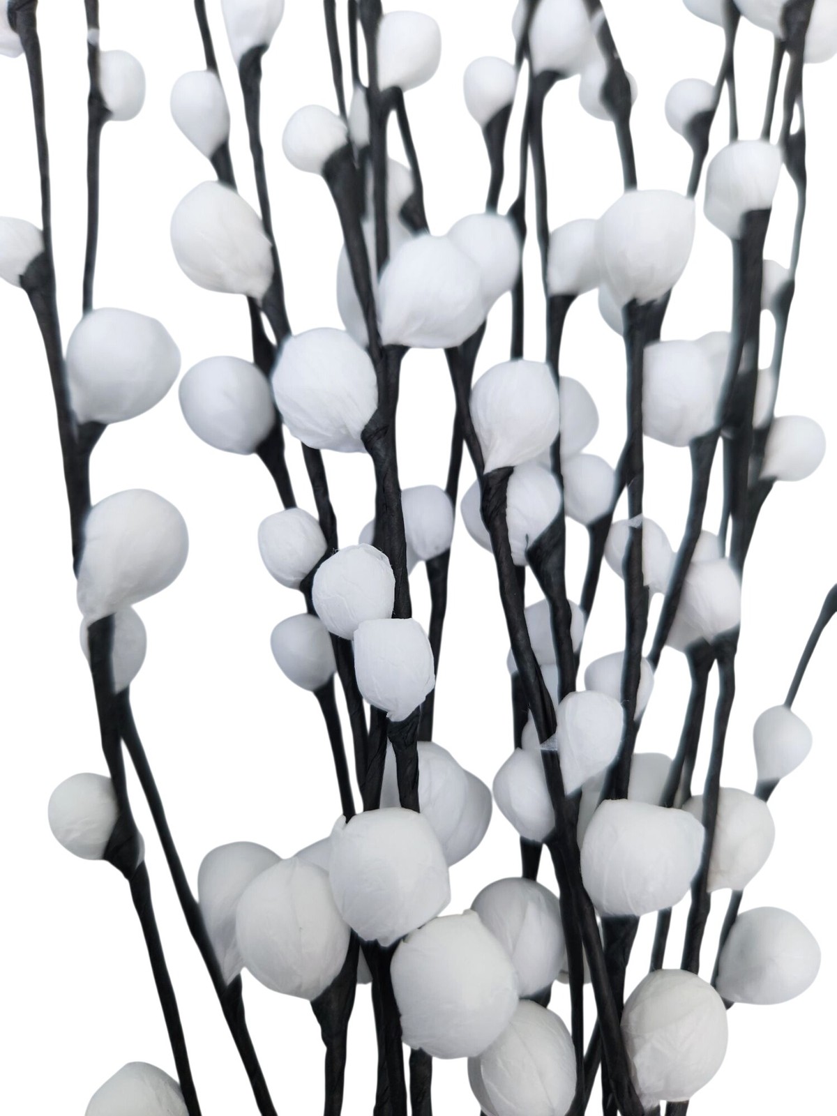 Artificial Pussy Willow Stems Black White Faux Branch Bundle Rustic Decor