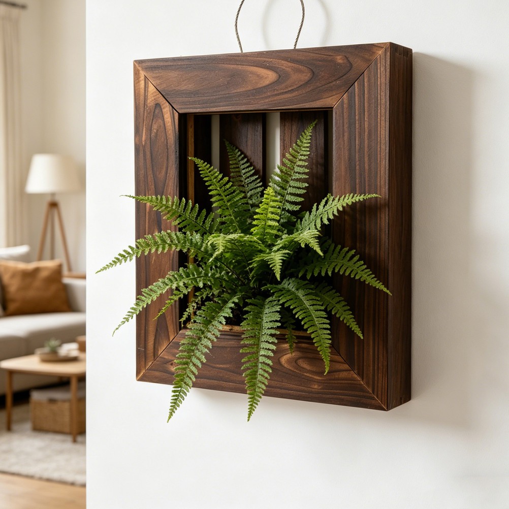 Fern Wall Hanging Decor Wood Planter for Staghorn Hanger Indoor Plants Vertical