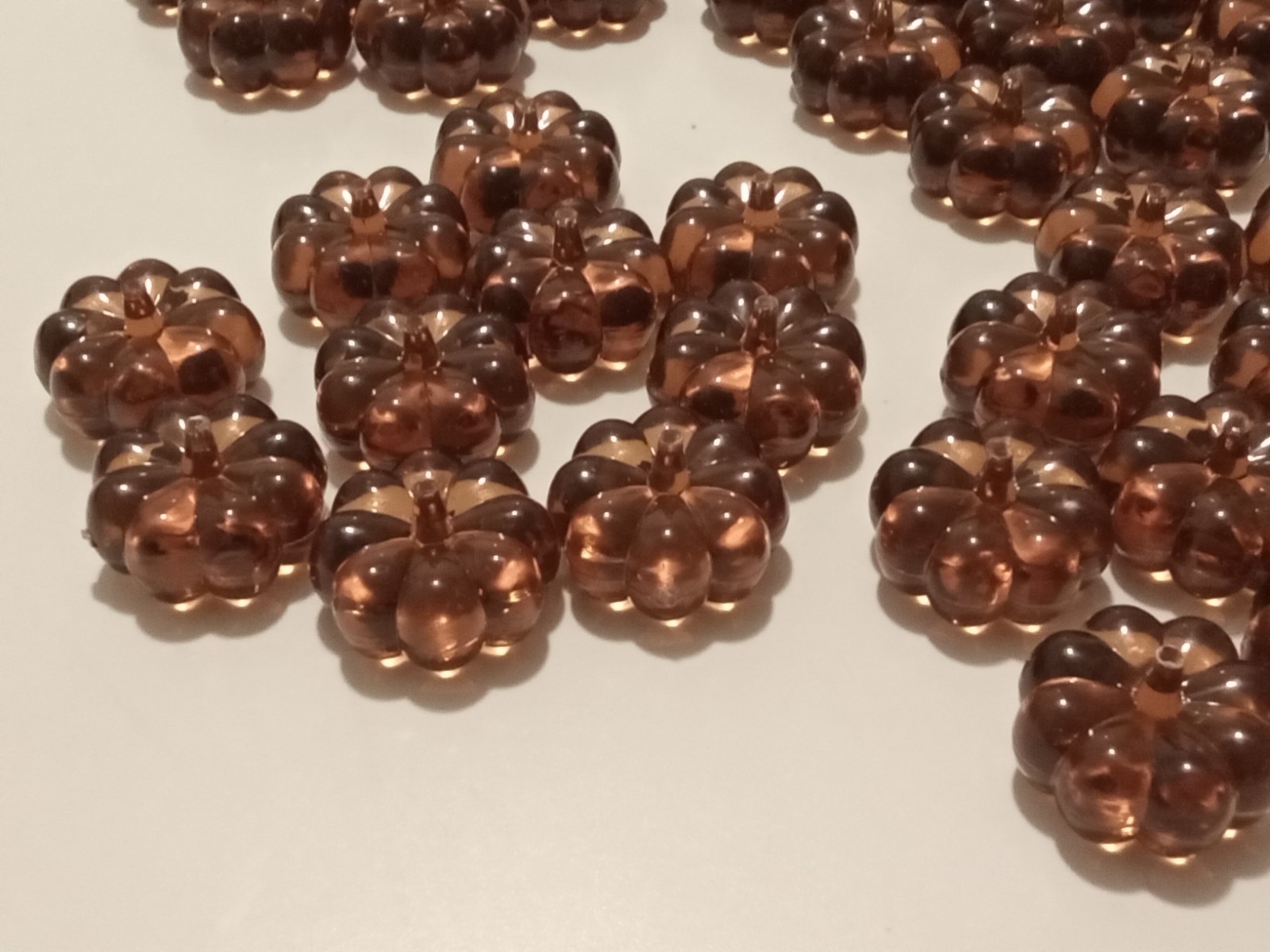 MINI PUMPKINS Orange Faux Glass Acrylic Table Scatter Filler 165 pieces