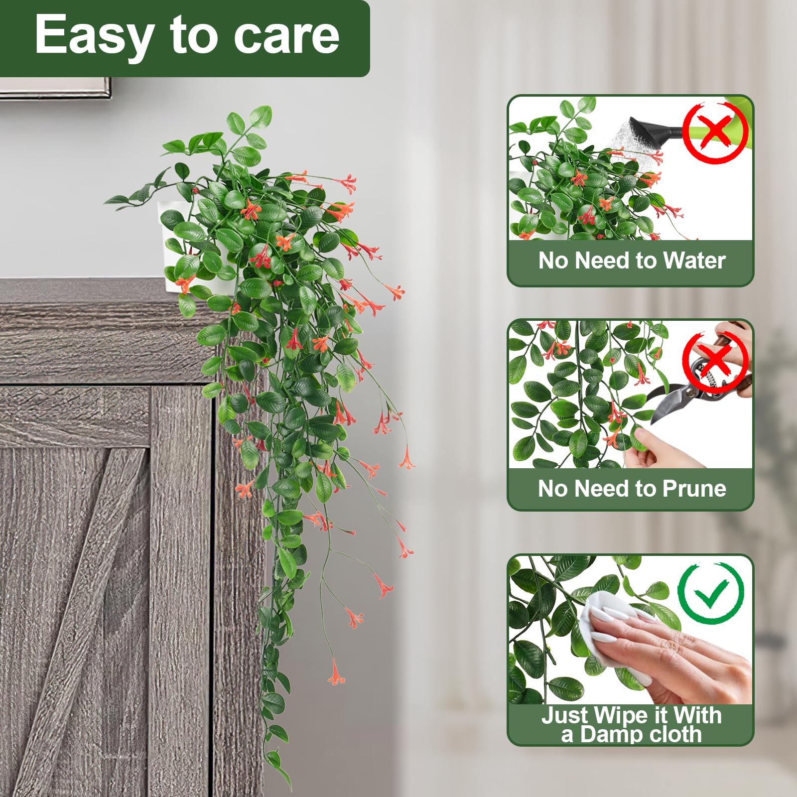 2 x Fake Hanging Plants Small Artificial Potted Lysimachia Plants with Orange…