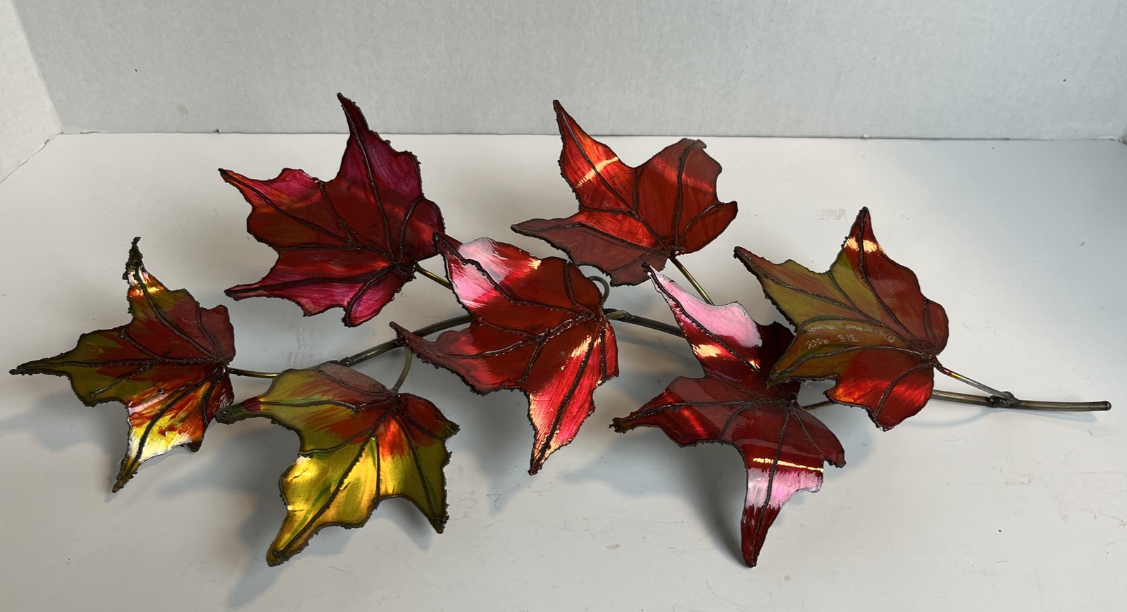 Fall Maple Leaves Wall Decor Signed Art Metallic Hand Welded Sculpture 2006 #312