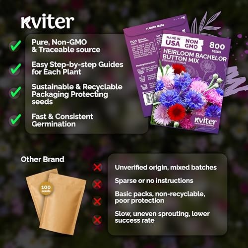 800 Mix Bachelor Button Seeds (Centaurea cyanus) – Cornflower Seed Mix,