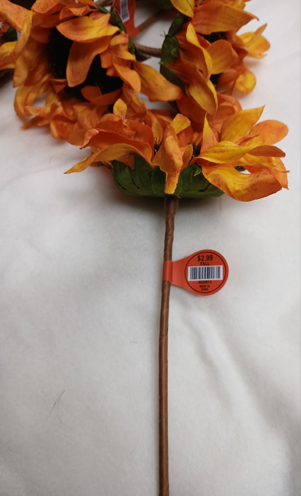 Fall Silk Sunflowers On A 6 Inch Stem, Set Of 6, New