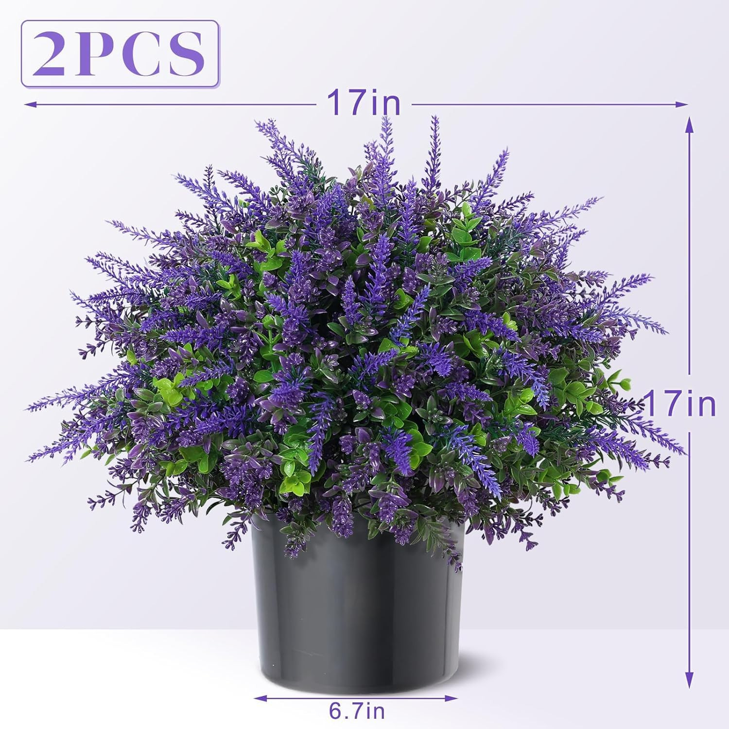 Faux Eucalyptus & Lavender Topiary Trees for Outdoor Farmhouse Decor – 2 Sets